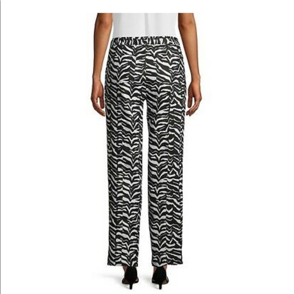 NWT Calvin Klein Zebra-Print Linen Tab-Cuff Pants - Picture 3 of 7